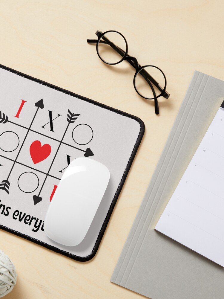 Thumbnail 3 of 5, Mouse Pad, Loves Wins Every time with Noughts and Crosses designed and sold by beanibubs.
