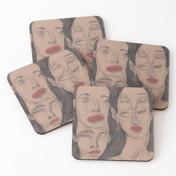 Item preview, Woman Portrait Line Sketch with Red Lips designed and sold by bryanchvzz.