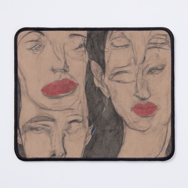 Item preview, Woman Portrait Line Sketch with Red Lips designed and sold by bryanchvzz.