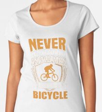 Never Underestimate An Old Man With A Bicycle Funny Women's Premium T-Shirt