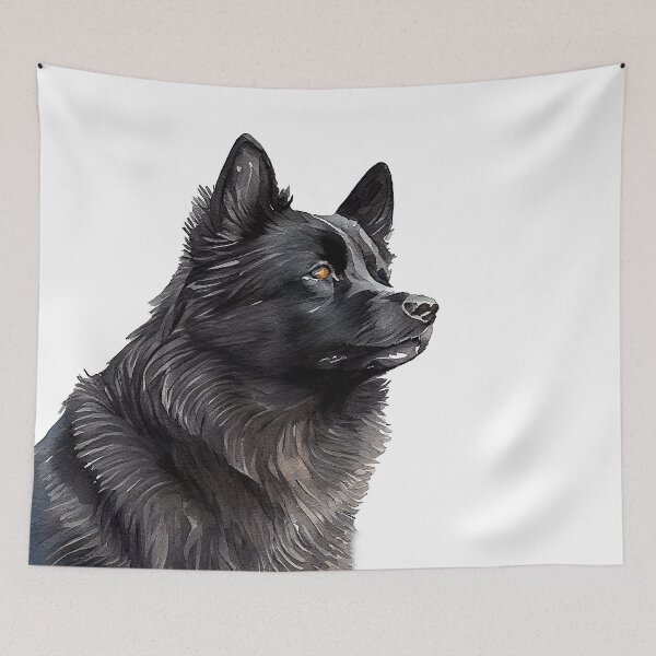 Item preview, Watercolor Painting of Schipperkes Small Dog Breed designed and sold by Nalaxation.