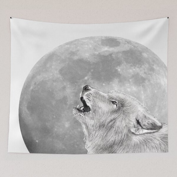 Item preview, Howling wolf head, moon background designed and sold by SylvieG18.