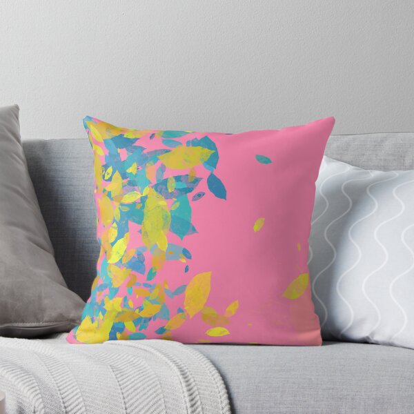 Pastel Leaves Pink Graphic by Russ Iden Art Throw Pillow