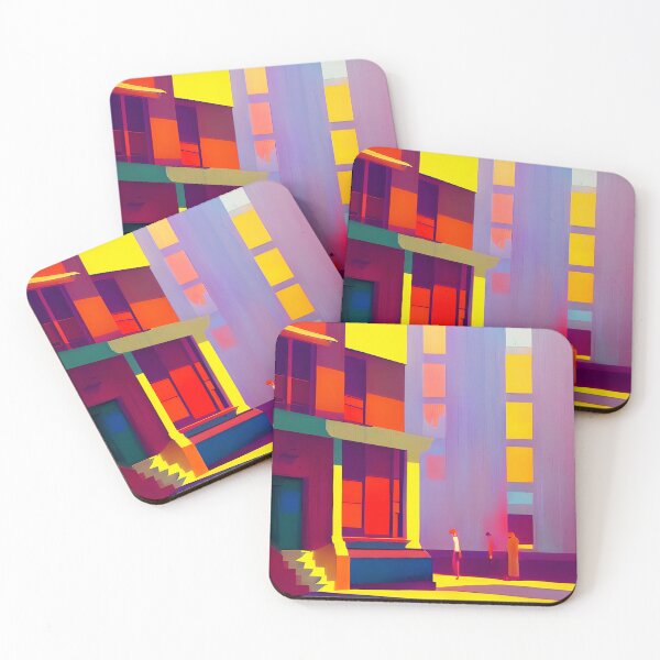 Item preview, After Work Hours, a Quiet Sunset Street Corner - Colorful Flat Art designed and sold by nelloryn.