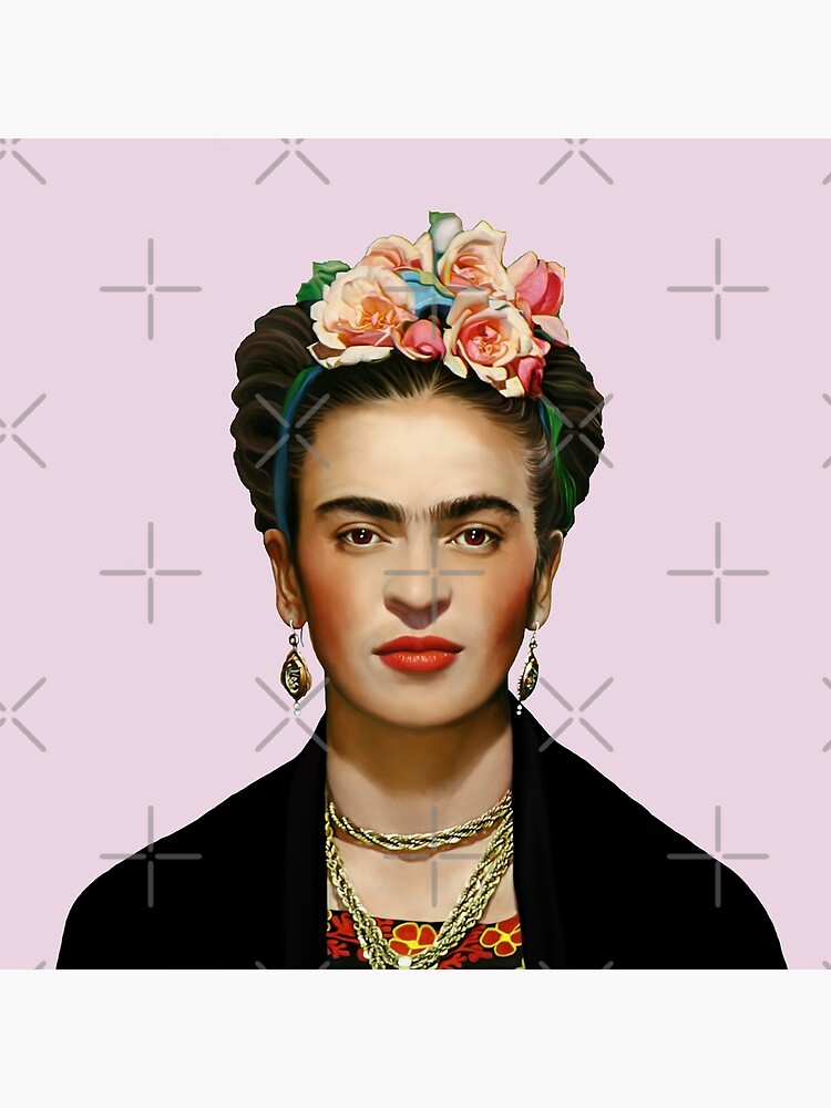 Frida Kahlo with Pastel Pink background