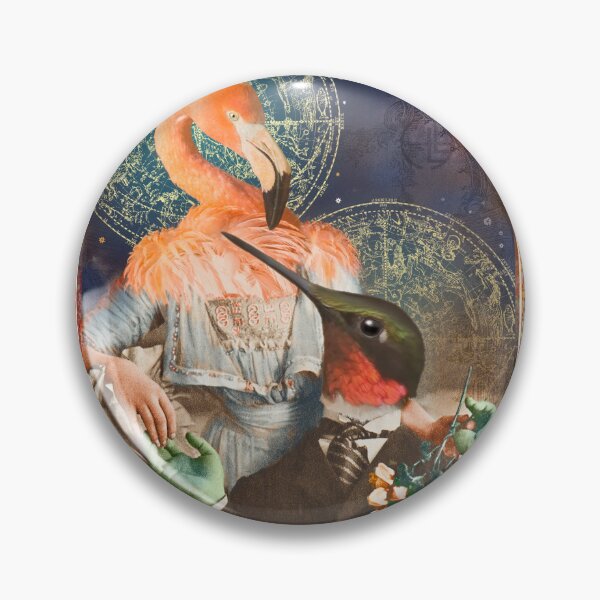 Item preview, Victorian LOVEBIRDS Hummingbird Suitor Flamingo Lady Valentine Wedding Greeting Card Sticker Design Stationery designed and sold by sandpaperdaisy.