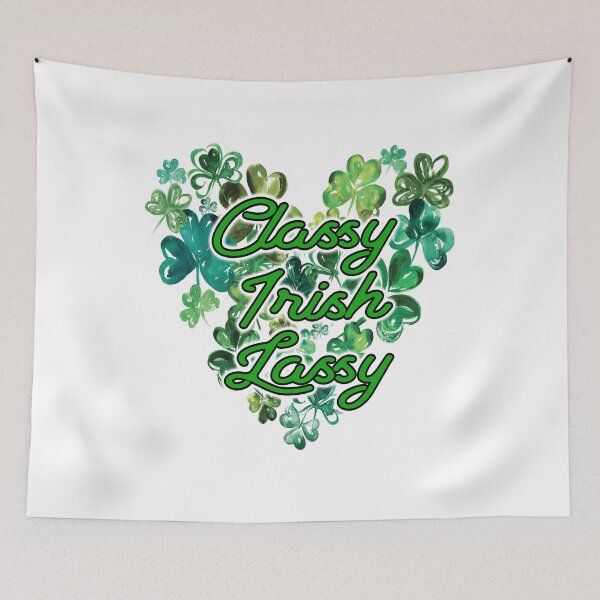 Item preview, Classy Irish Lassy Watercolor Shamrocks Ireland St. Patrick's Day designed and sold by funnytshirtemp.