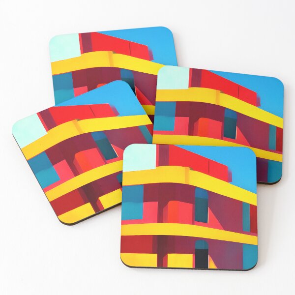 Item preview, Bright Red Yellow Corner Street Restaurant - Colorful Flat Art designed and sold by nelloryn.