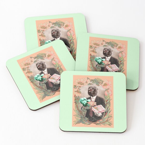 Item preview, Victorian Beau Crow PINK Gentleman Suitor Valentine Wedding Greeting Card Sticker Design Stationery designed and sold by sandpaperdaisy.