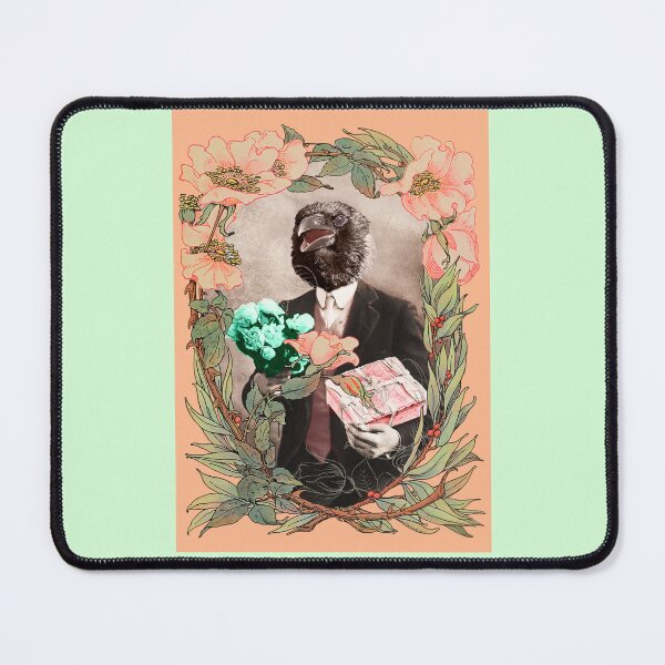 Item preview, Victorian Beau Crow PINK Gentleman Suitor Valentine Wedding Greeting Card Sticker Design Stationery designed and sold by sandpaperdaisy.