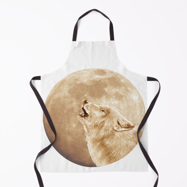 Item preview, Howling wolf head, moon background - brown colorized version designed and sold by SylvieG18.