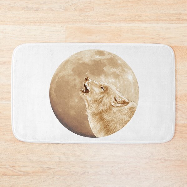 Item preview, Howling wolf head, moon background - brown colorized version designed and sold by SylvieG18.