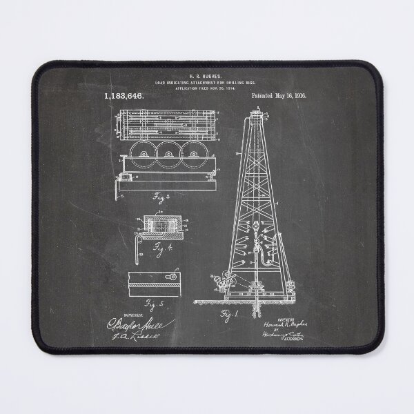 Item preview, Oil Drilling Rig Patent - Oil Drill Engineer Workshop Art - Black Chalkboard designed and sold by patentpress.