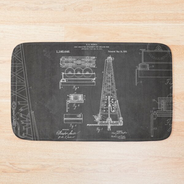 Item preview, Oil Drilling Rig Patent - Oil Drill Engineer Workshop Art - Black Chalkboard designed and sold by patentpress.