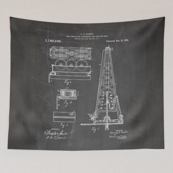 Item preview, Oil Drilling Rig Patent - Oil Drill Engineer Workshop Art - Black Chalkboard designed and sold by patentpress.