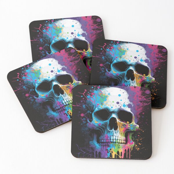 Item preview, Skull with Colorful Paint Splatters designed and sold by TheJaMoke.
