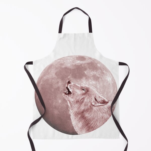 Item preview, Howling wolf head, moon background - brown-red colorized version designed and sold by SylvieG18.