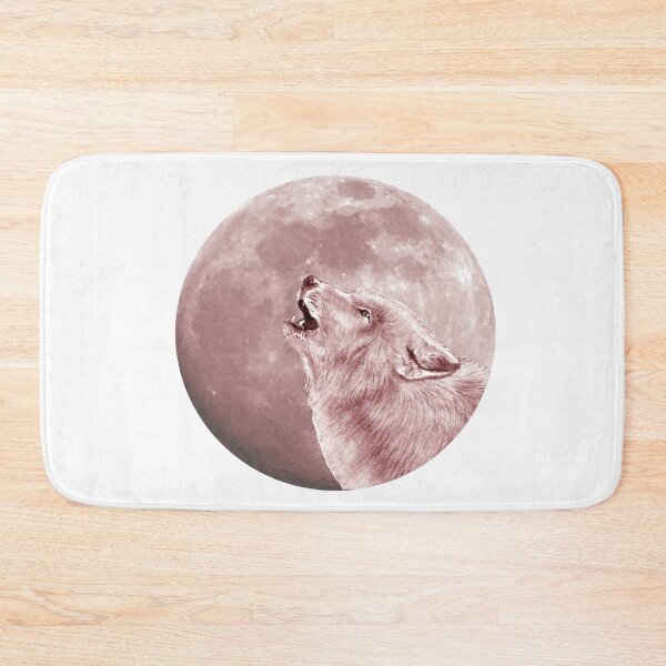 Item preview, Howling wolf head, moon background - brown-red colorized version designed and sold by SylvieG18.