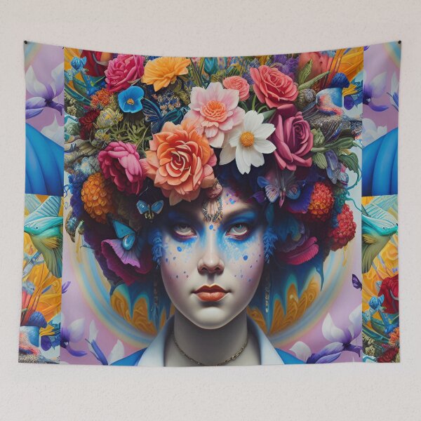 Item preview,    Blossomplenish goddess with extravagant multicolored flower tribal adornment designed and sold by A-i-Artistry.