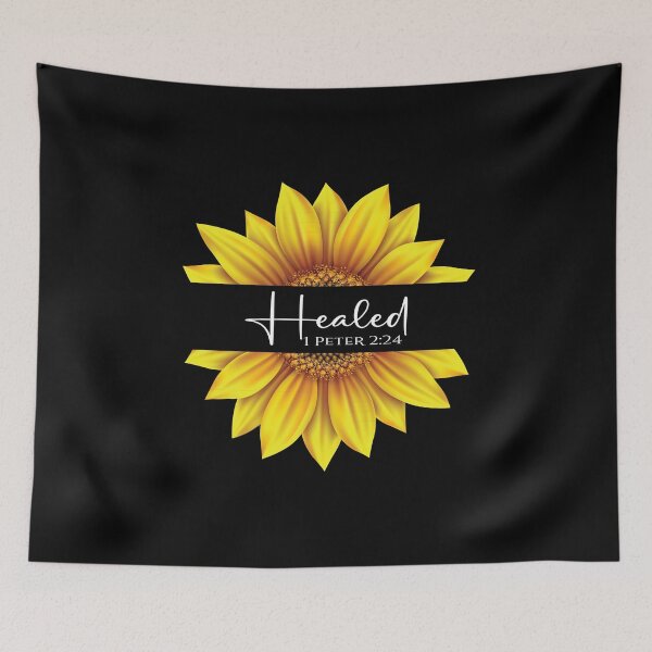 Item preview, Christian Sunflower design - I am Healed - 1 Peter 2:24 designed and sold by simplydesignart.