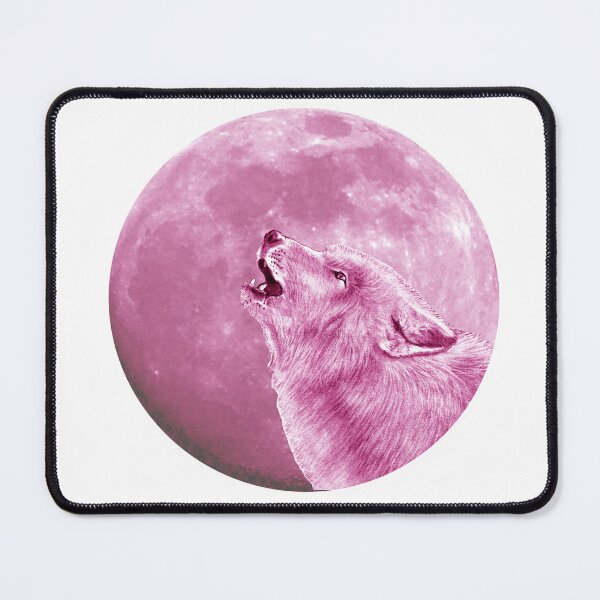 Item preview, Howling wolf head, moon background - pink colorized version designed and sold by SylvieG18.