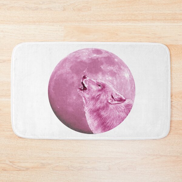 Item preview, Howling wolf head, moon background - pink colorized version designed and sold by SylvieG18.