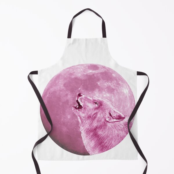 Item preview, Howling wolf head, moon background - pink colorized version designed and sold by SylvieG18.