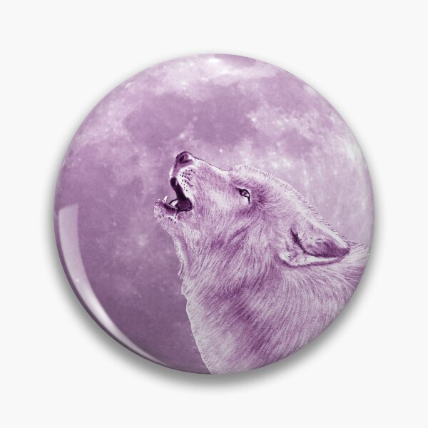 Item preview, Howling wolf head, moon background - purple colorized version designed and sold by SylvieG18.