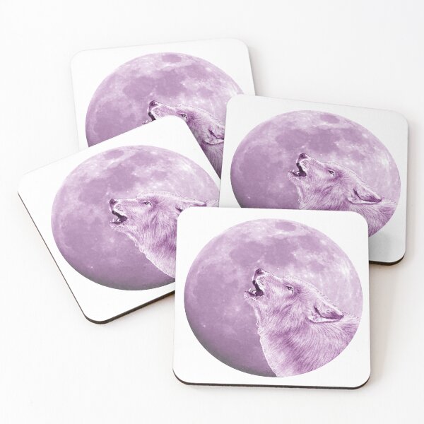 Item preview, Howling wolf head, moon background - purple colorized version designed and sold by SylvieG18.
