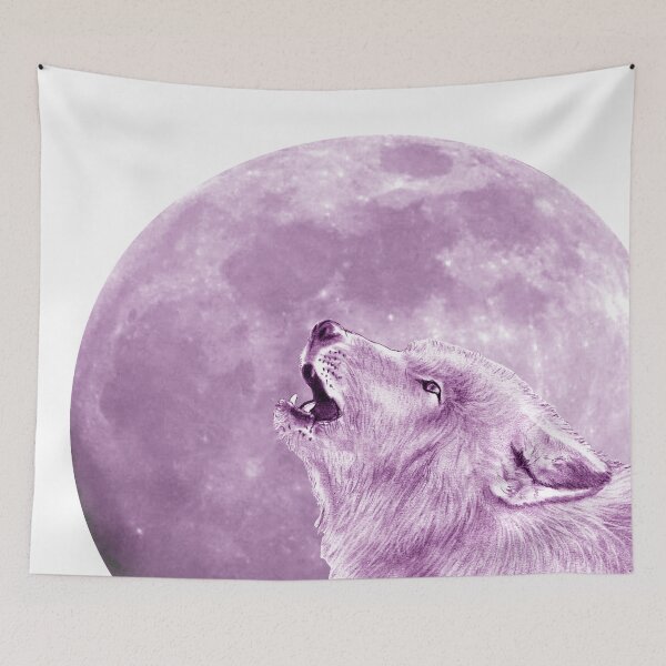 Item preview, Howling wolf head, moon background - purple colorized version designed and sold by SylvieG18.