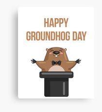 Happy Groundhog Day 2018 Canvas Print