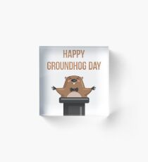 Happy Groundhog Day 2018 Acrylic Block