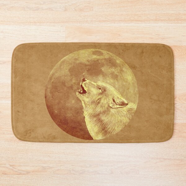 Item preview, Howling wolf head, moon background - brown marbled version designed and sold by SylvieG18.