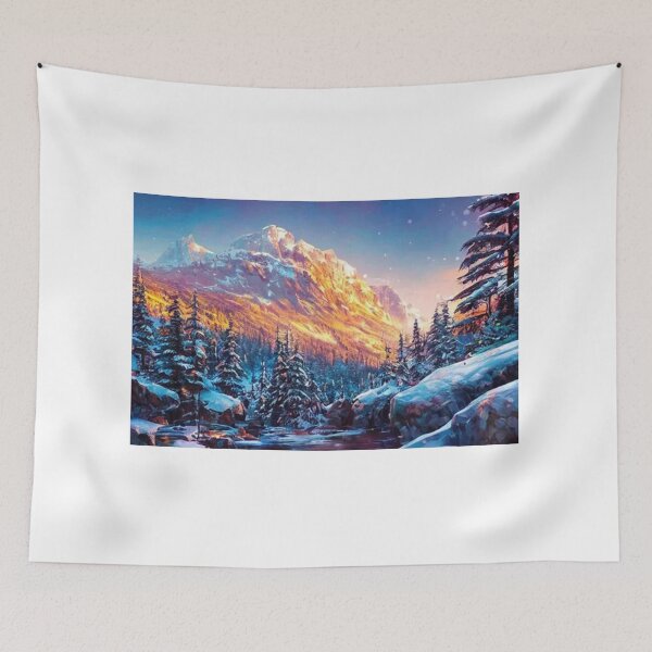 Item preview, Creek in Snowy Forest With Mountains in Background designed and sold by CMHerd.