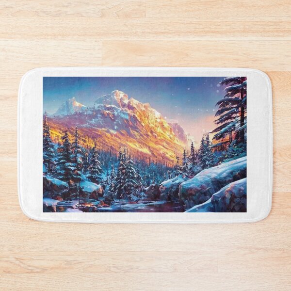 Item preview, Creek in Snowy Forest With Mountains in Background designed and sold by CMHerd.