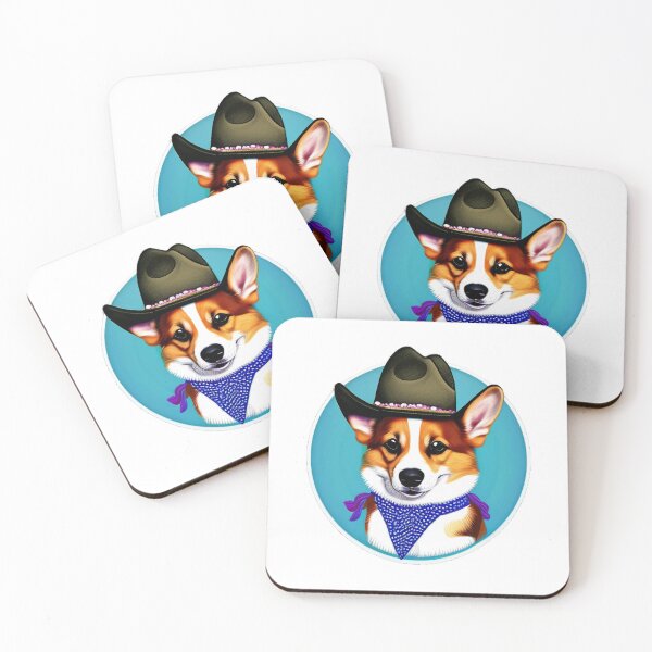 Item preview, Cowboy Corgi! Corgi Dog Wearing a Cowboy Hat and a Blue Kerchief  designed and sold by Bookwyrm-Bazaar.