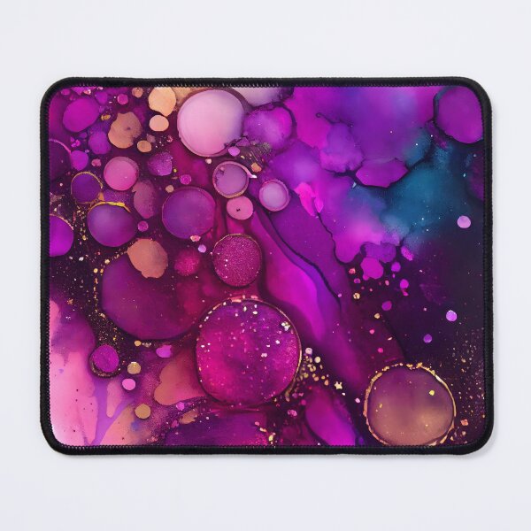 Item preview, Beautiful Alcohol Ink Design in Pinks and Purples with Gold Color designed and sold by ClairesPatterns.