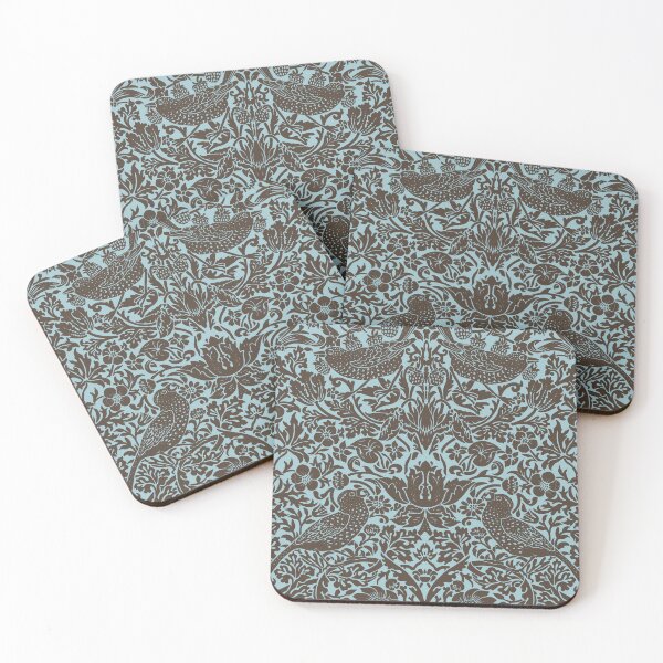 Item preview, Strawberry Thief Brown on Robin's Egg Blue block print designed and sold by Sharilea.