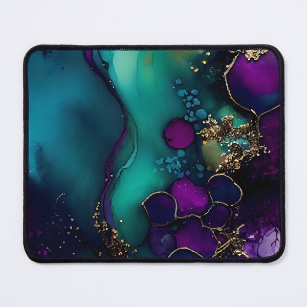 Item preview, Beautiful Alcohol Ink Design in Purple and Aqua with Gold Color designed and sold by ClairesPatterns.