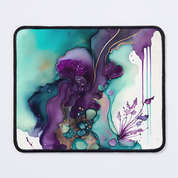 Item preview, Beautiful Alcohol Ink Design in Purple and Aqua with Gold designed and sold by ClairesPatterns.