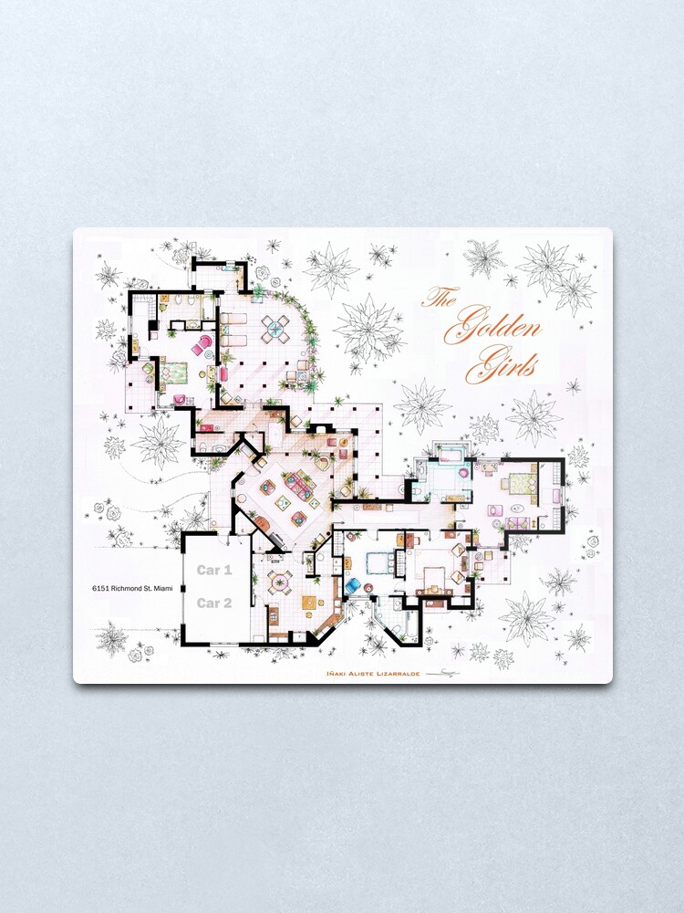 The Golden Girls House Floorplan V 2 Metal Print