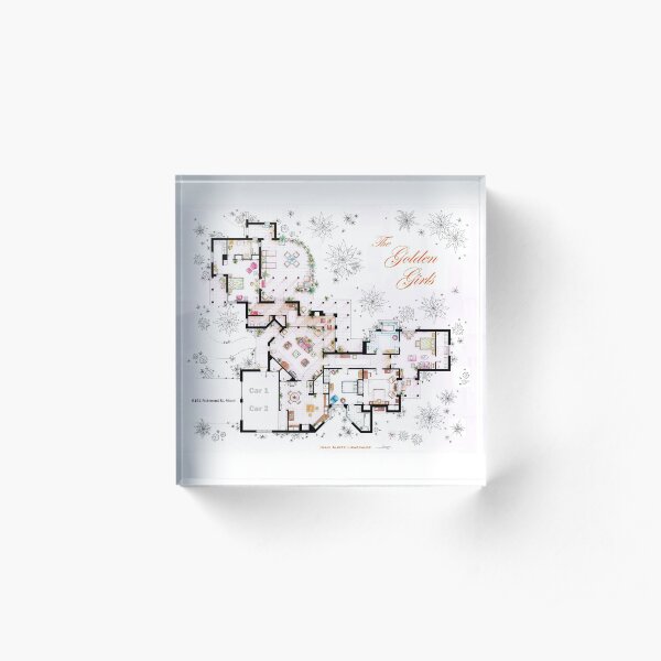The Golden Girls House floorplan v.2 Acrylic Block