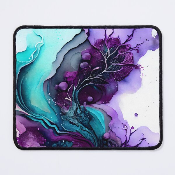 Item preview, Alcohol Ink Design in Purple and Aqua with Gold and Silver Accents designed and sold by ClairesPatterns.