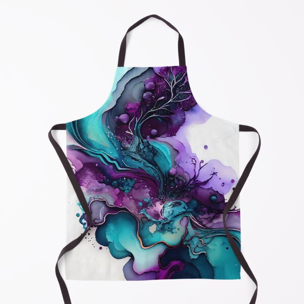 Item preview, Alcohol Ink Design in Purple and Aqua with Gold and Silver Accents designed and sold by ClairesPatterns.