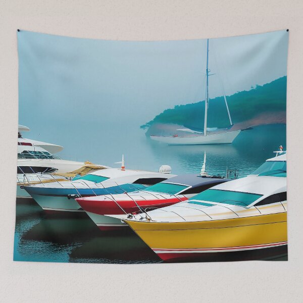 Item preview, Sailing and Small Yacht on Open Sea in an Inner Cove designed and sold by deniselynnimage.