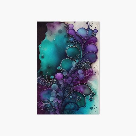 Artikel-Vorschau von Wunderschönes Alcohol Ink Design in Lila und Aqua mit silbernen Akzenten, designt und verkauft von ClairesPatterns.