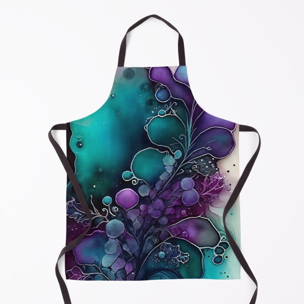 Item preview, Beautiful Alcohol Ink Design in Purple and Aqua with Silver Accents designed and sold by ClairesPatterns.