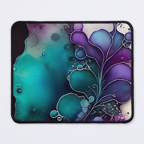 Item preview, Beautiful Alcohol Ink Design in Purple and Aqua with Silver Accents designed and sold by ClairesPatterns.