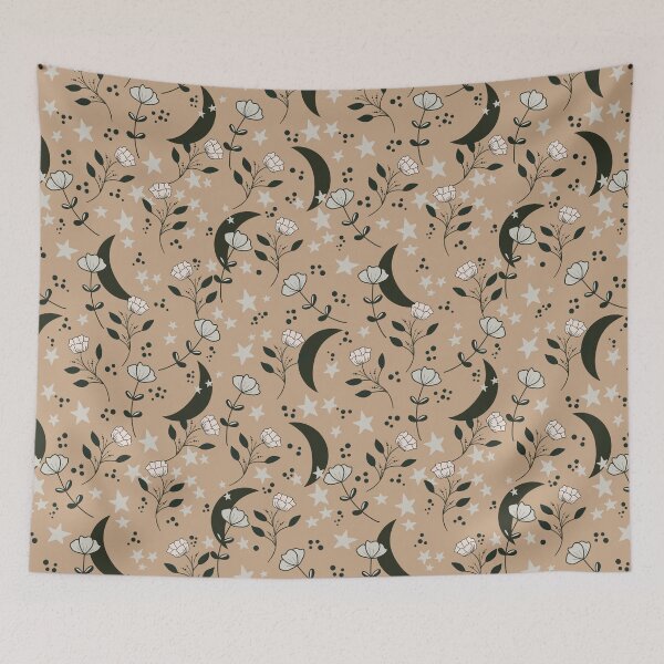 Item preview, Boho Celestial Moon Flowers designed and sold by ChantalDesign.