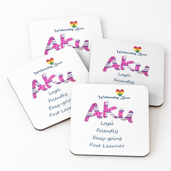Item preview, Wednesday Born Ghanaian Female Name 'Aku' in pink designed and sold by WhoWeAre.